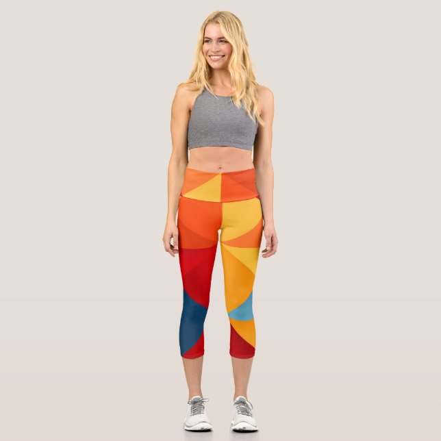 Colourful triangles capri leggings (Front)