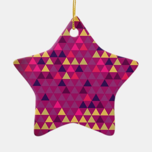 Colourful Triangles Ceramic Ornament (Front)