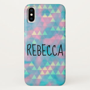 Colourful Triangles Cloudy Blue iPhone X Case