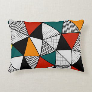 colourful triangles geometric pattern accent pillow