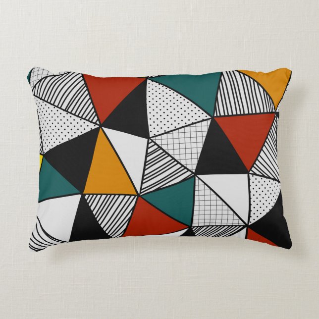 colourful triangles geometric pattern accent pillow (Front)