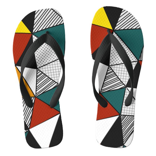 colourful triangles geometric pattern flip flops (Footbed)