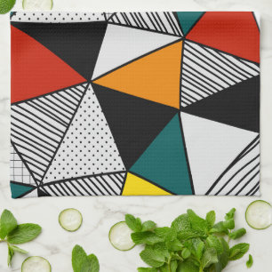 colourful triangles geometric pattern kitchen towel