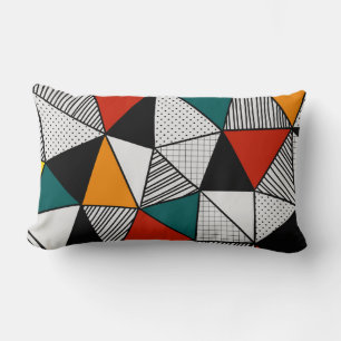 colourful triangles geometric pattern lumbar pillow