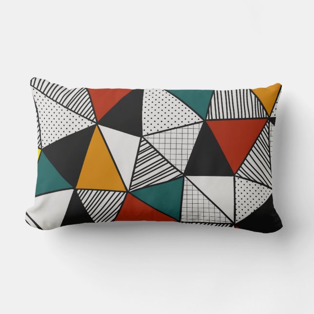 colourful triangles geometric pattern lumbar pillow (Front)