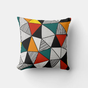 colourful triangles geometric pattern throw pillow