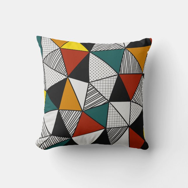 colourful triangles geometric pattern throw pillow (Front)