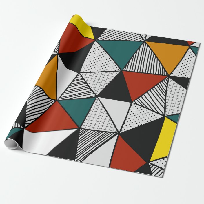 colourful triangles geometric pattern wrapping paper Zazzle.ca