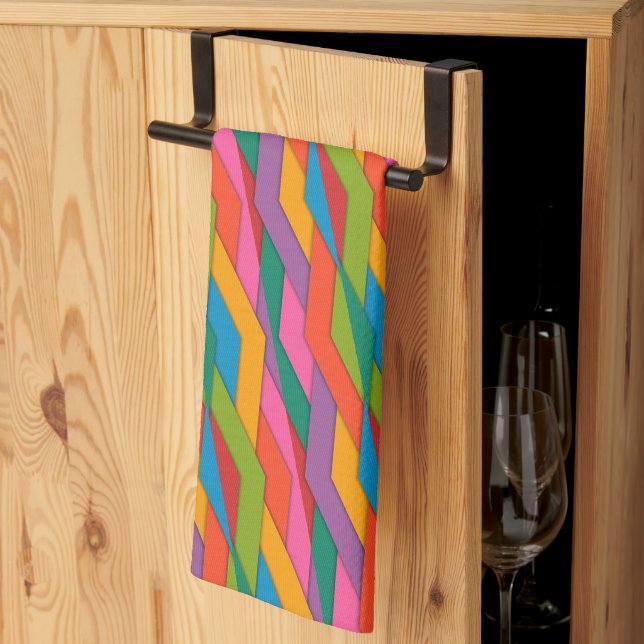 Colourful Triangles Kitchen Hand Towel (Thirds Fold)