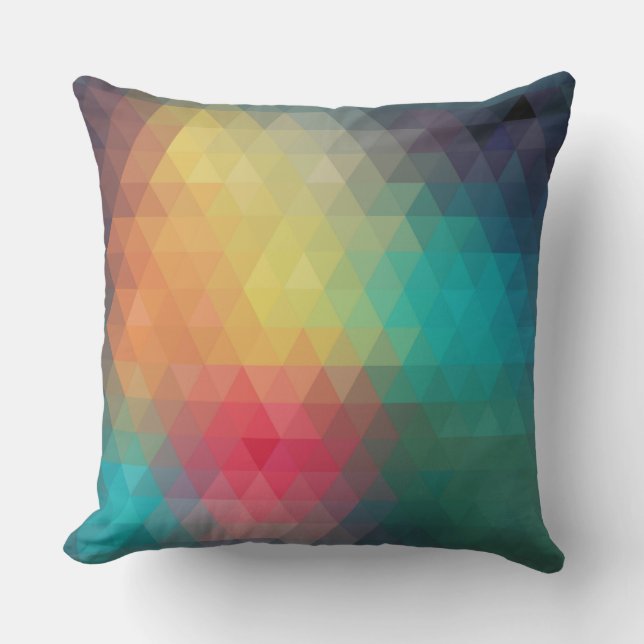 Colourful Triangles Modern Geometric Pattern Throw Pillow (Front)