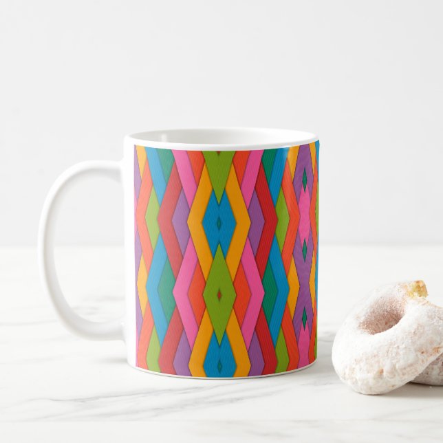 Colourful Triangles Mug (With Donut)