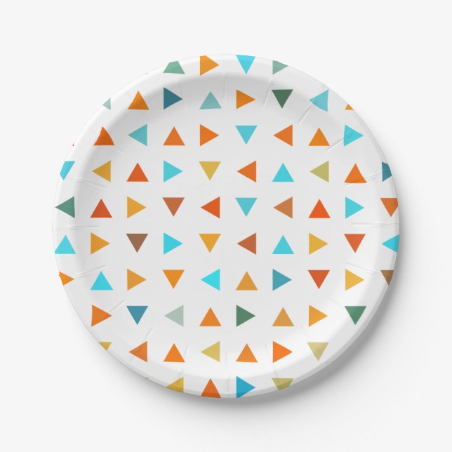 colourful triangles paper plate (Front)