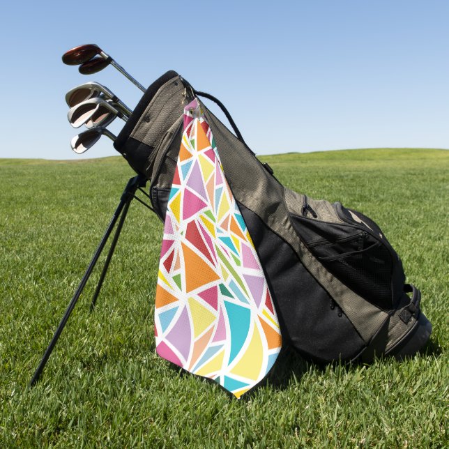 Colourful triangles pattern 2 golf towel (Green)
