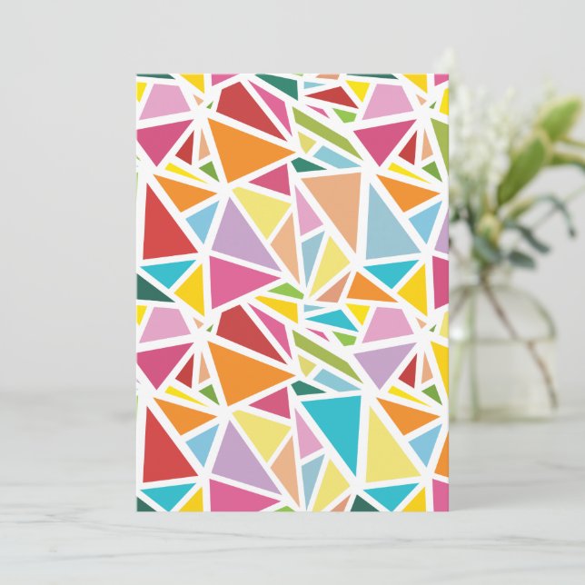Colourful triangles pattern 2 thank you card (Standing Front)