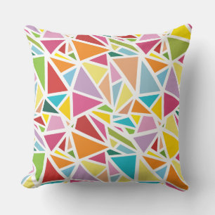 Colourful triangles pattern 2 throw pillow