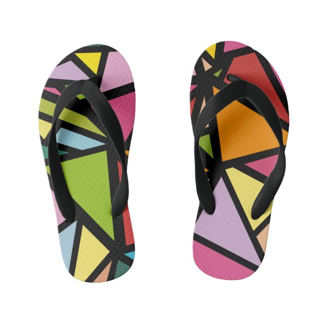 Colourful triangles pattern 3 kid's flip flops (Footbed)