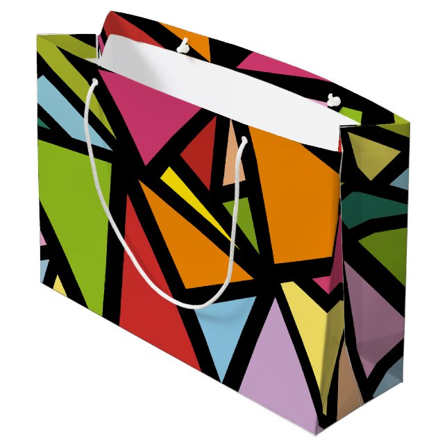 Colourful triangles pattern 3 large gift bag (Back Angled)