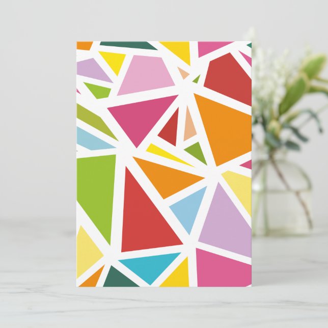 Colourful triangles pattern 4 thank you card (Standing Front)