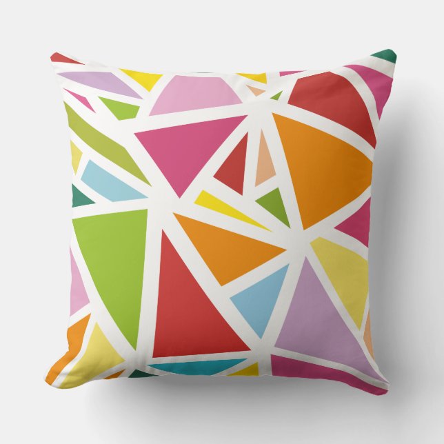 Colourful triangles pattern 4 throw pillow (Front)