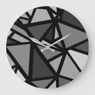 Colourful triangles pattern 6 large clock