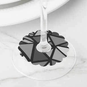 Colourful triangles pattern 6 wine glass tag