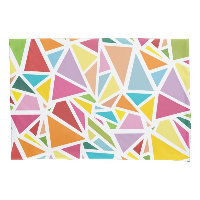 Colourful triangles pattern pillowcase (Front)