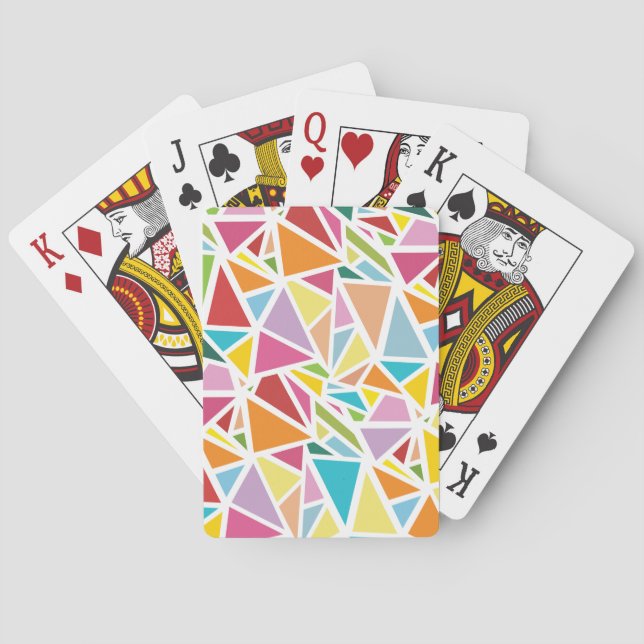 Colourful triangles pattern playing cards (Back)