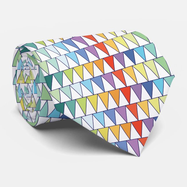 Colourful Triangles Tie (Rolled)