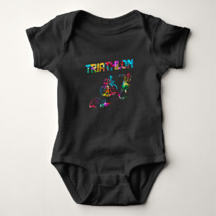 Colourful Triathlon Swim Bike Run Athlete Sports Baby Bodysuit