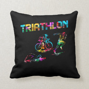 Colourful Triathlon Swim Bike Run Athlete Sports Throw Pillow