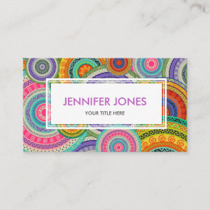 Colourful  Tribal Boho Ethnic Circular Pattern Business Card