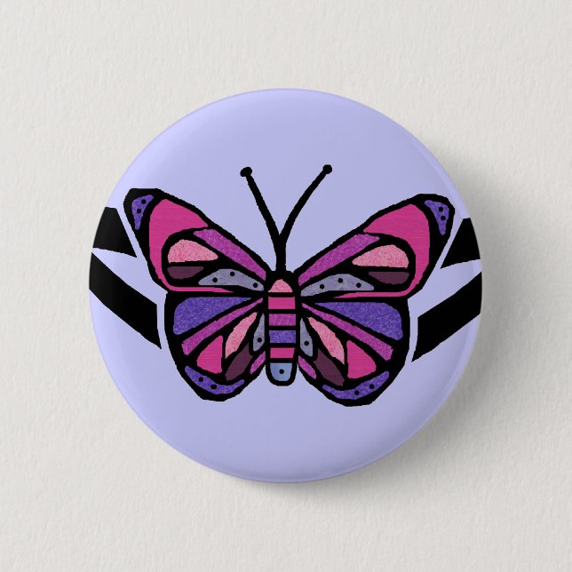 Colourful tribal butterfly button (Front)
