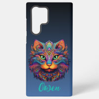 Colourful Tribal Cat with Custom Name