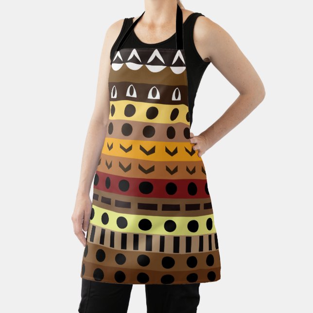 Colourful Tribal Deco Art Pattern Apron (Insitu)
