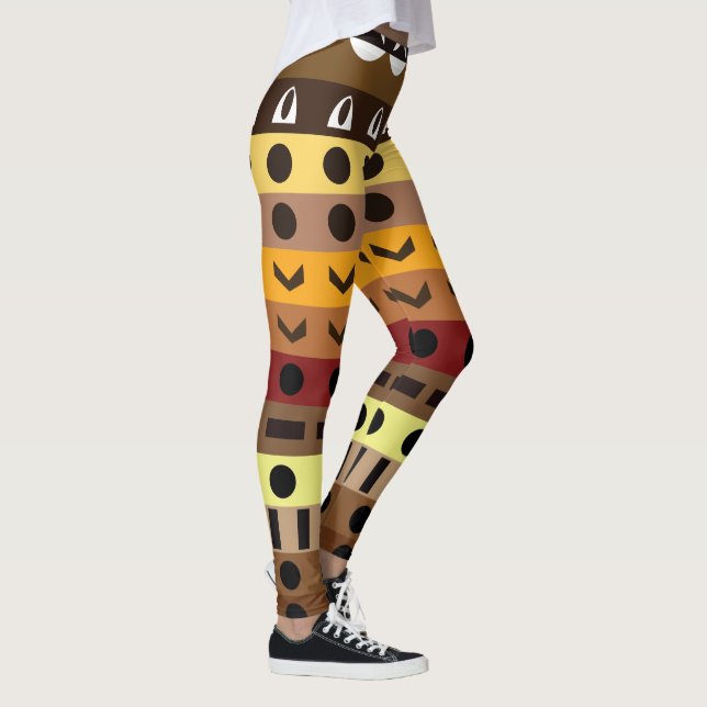 Colourful Tribal Deco Art Pattern Leggings (Right)