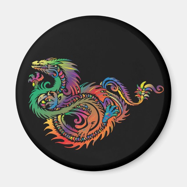 Colourful Tribal Dragon Magnet (Front)