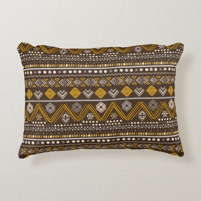 Colourful tribal ethnic seamless pattern accent pillow (Front)