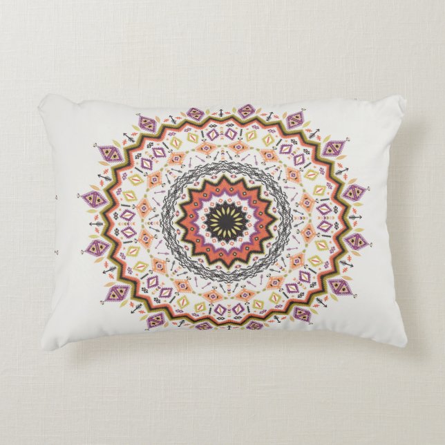 Colourful tribal ethnic seamless pattern accent pillow (Front)