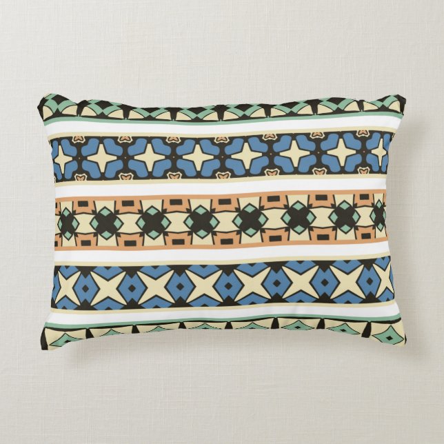 Colourful tribal ethnic seamless pattern accent pillow (Front)