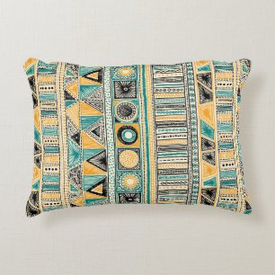 Colourful tribal ethnic seamless pattern accent pillow