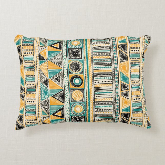 Colourful tribal ethnic seamless pattern accent pillow (Front)