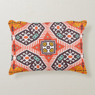 Colourful tribal ethnic seamless pattern accent pillow