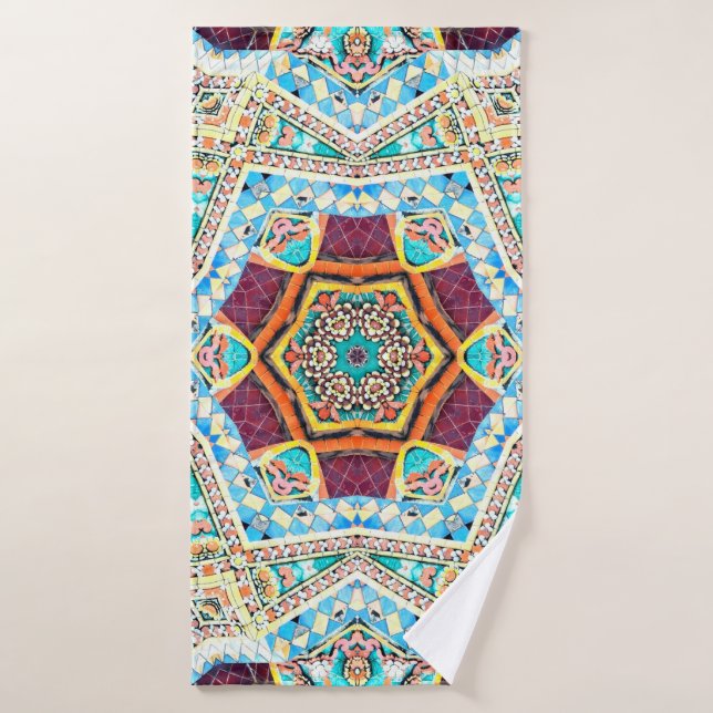 Colourful tribal ethnic seamless pattern bath towel (Bath Towel)