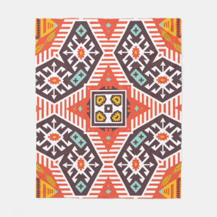 Colourful tribal ethnic seamless pattern fleece blanket