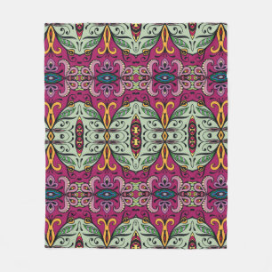 Colourful tribal ethnic seamless pattern fleece blanket