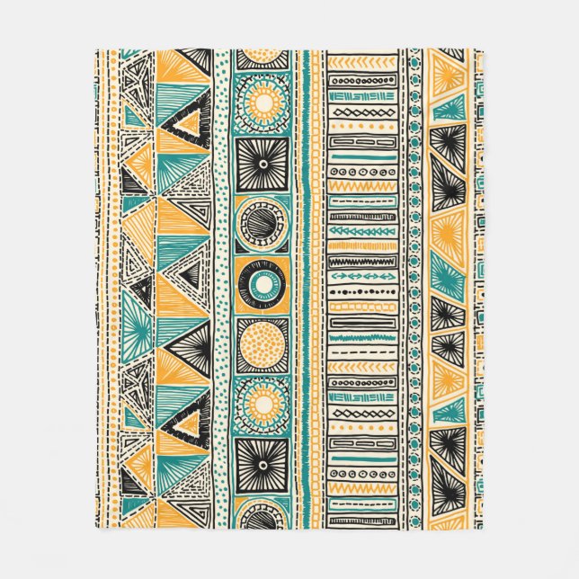 Colourful tribal ethnic seamless pattern fleece blanket (Front)