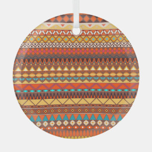 Colourful tribal ethnic seamless pattern. glass ornament
