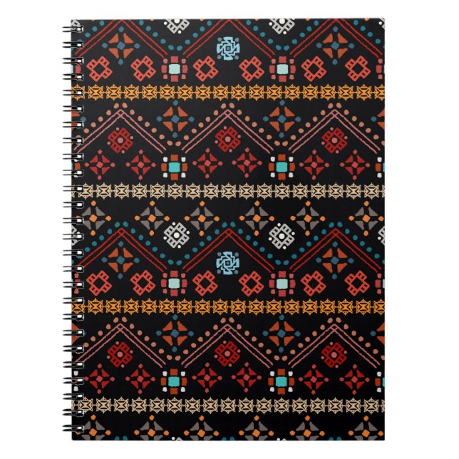 Colourful tribal ethnic seamless pattern notebook (Front)