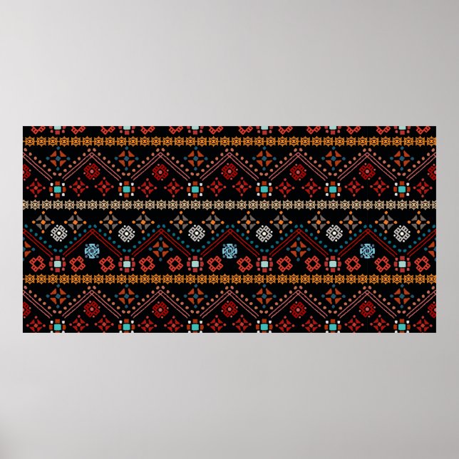 Colourful tribal ethnic seamless pattern poster (Front)