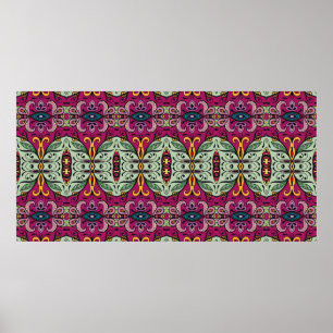 Colourful tribal ethnic seamless pattern poster